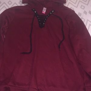 Maroon Laceup Hoodie